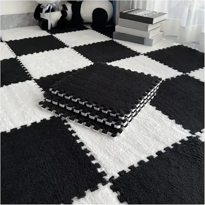 Tapis Puzzle Noir & Blanc – L’Élégance Douce Qui Change Votre Maison !