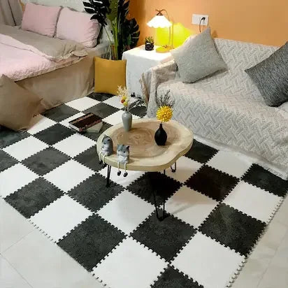 Tapis Puzzle Noir & Blanc – L’Élégance Douce Qui Change Votre Maison !
